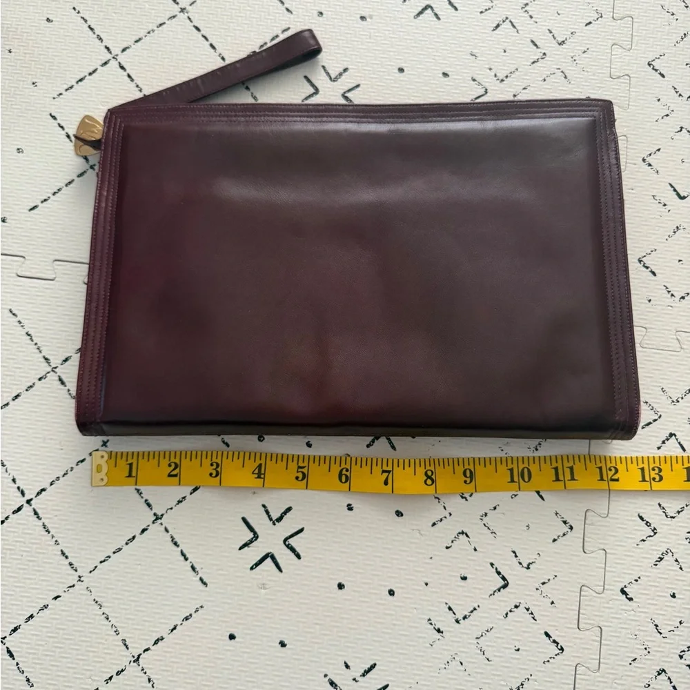 Morris‎ Moskowitz genuine brown leather wristlet